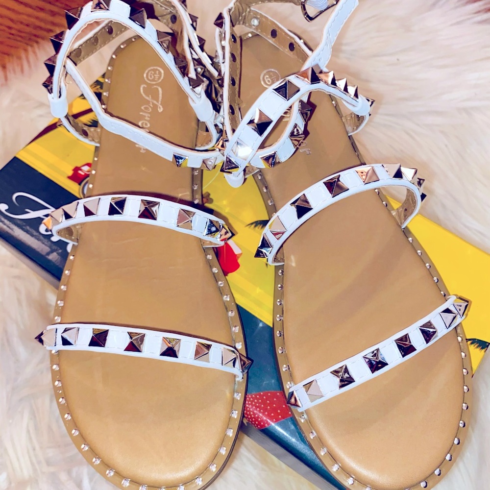 White studded Strappy Sandals Size 6 1/2